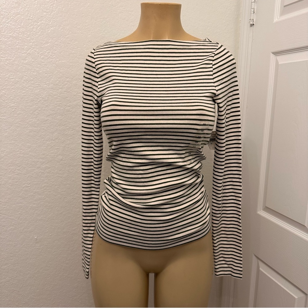 GAP Black and White Striped Blouse